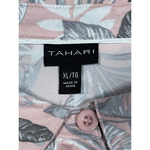 Tahari Pink/Silver Camp Shirt & Short Pajama Set SIZE-XL - Picture 3 of 13
